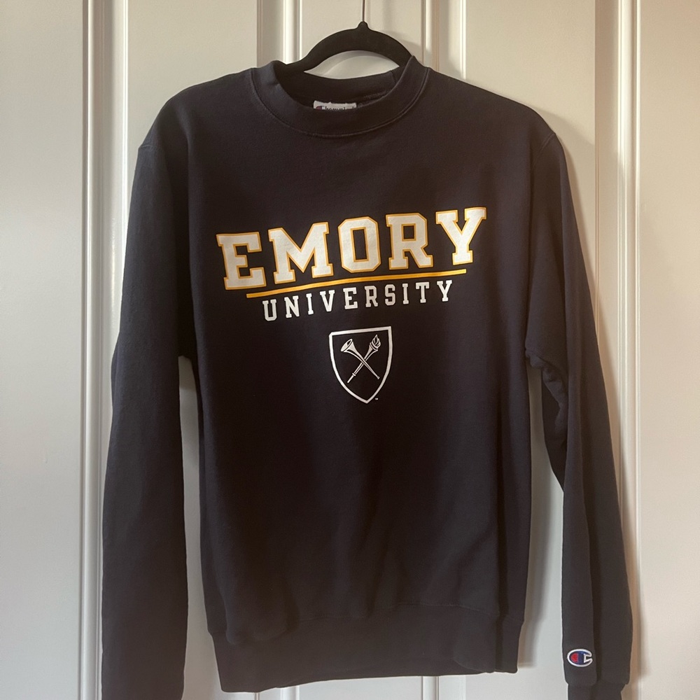 Champion Navy Emory University Crewneck
